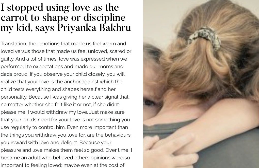 Article: I stopped using love as the carrot to shape or discipline my kid, says Priyanka Bakhru